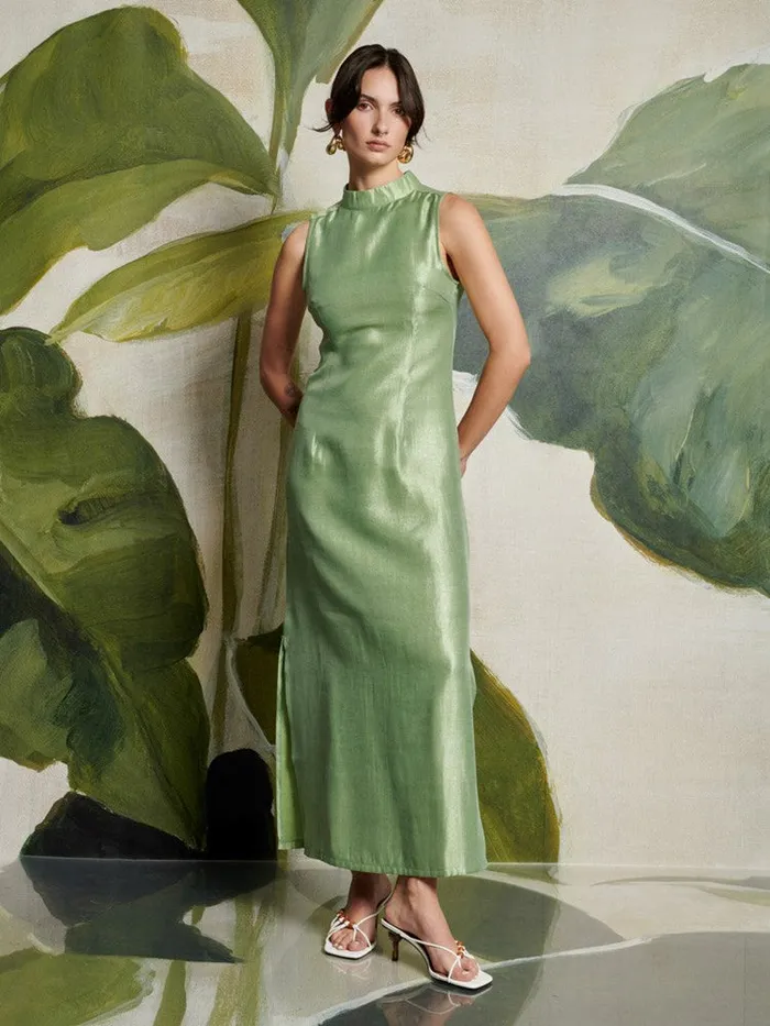 Women Ghospell Arya Column Midi Dress Pistachio Green Sister Jane Dresses