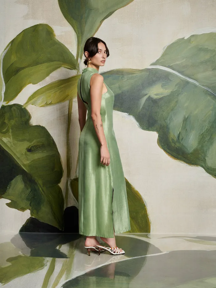 Women Ghospell Arya Column Midi Dress Pistachio Green Sister Jane Dresses