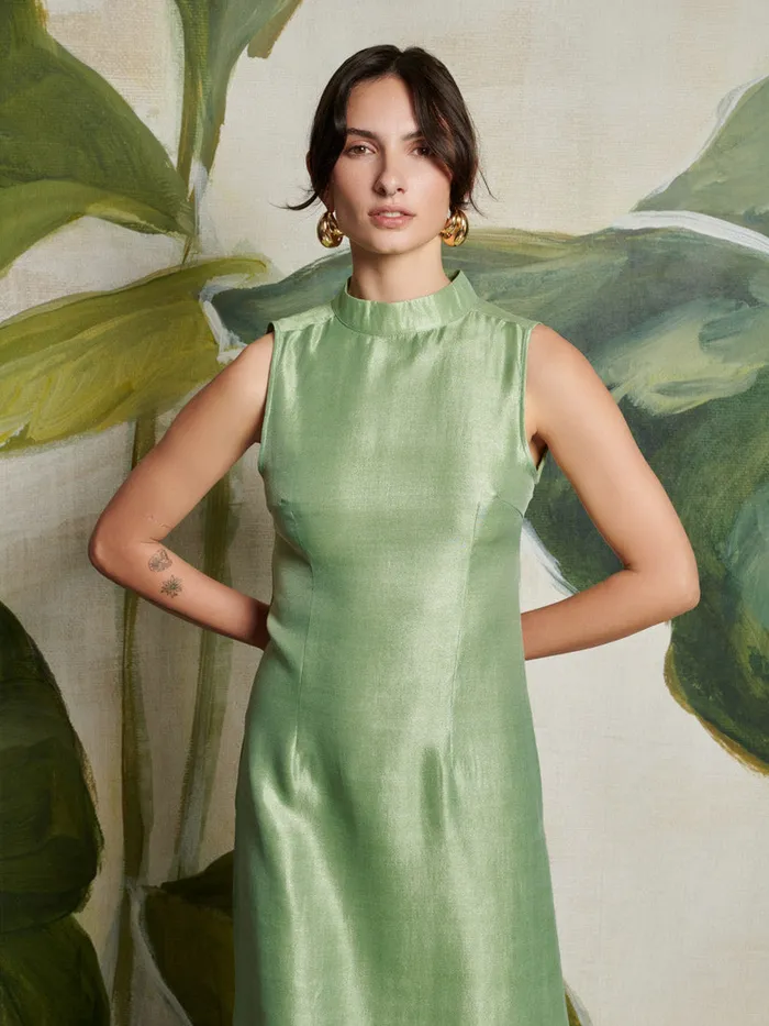 Women Ghospell Arya Column Midi Dress Pistachio Green Sister Jane Dresses