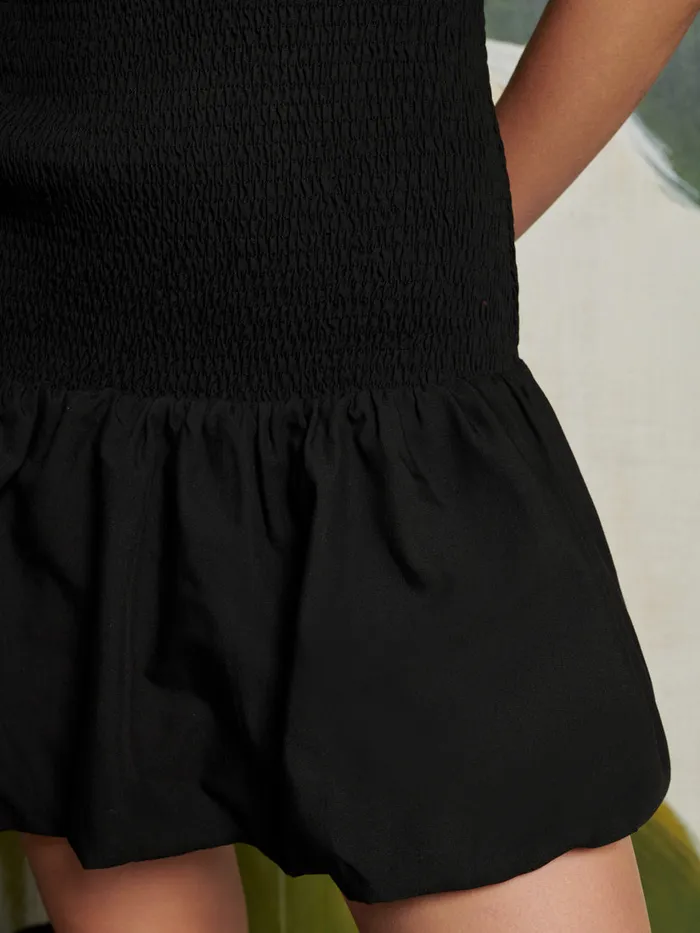 Women Ghospell Athena Shirred Mini Dress Coal Black Sister Jane Dresses
