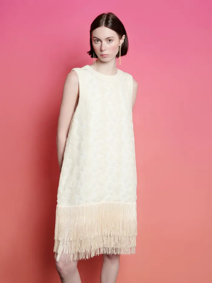 Women Ghospell Billie Fringe Mini Dress Cloud Cream Sister Jane Dresses