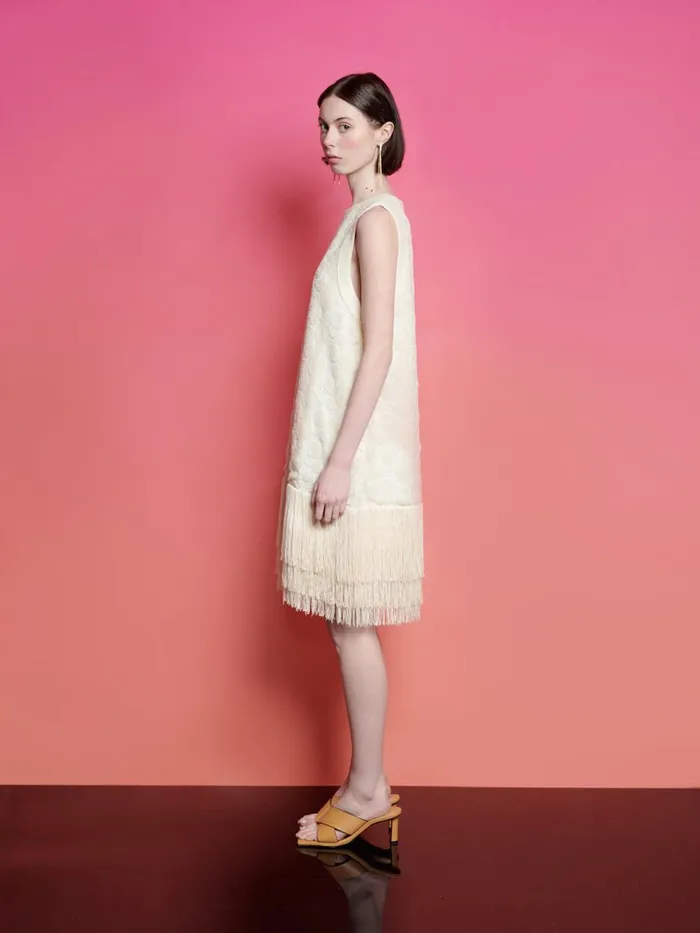 Women Ghospell Billie Fringe Mini Dress Cloud Cream Sister Jane Dresses