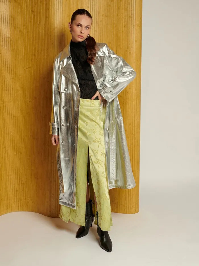 Women Ghospell Brody Metallic Trench Coat Silver Sister Jane Jackets