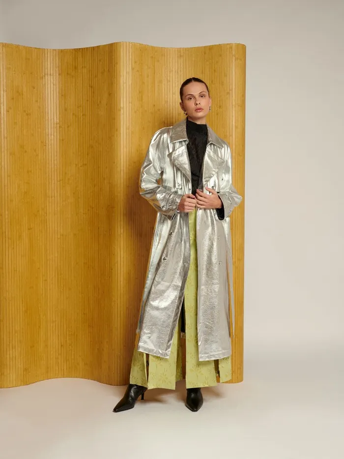 Women Ghospell Brody Metallic Trench Coat Silver Sister Jane Jackets
