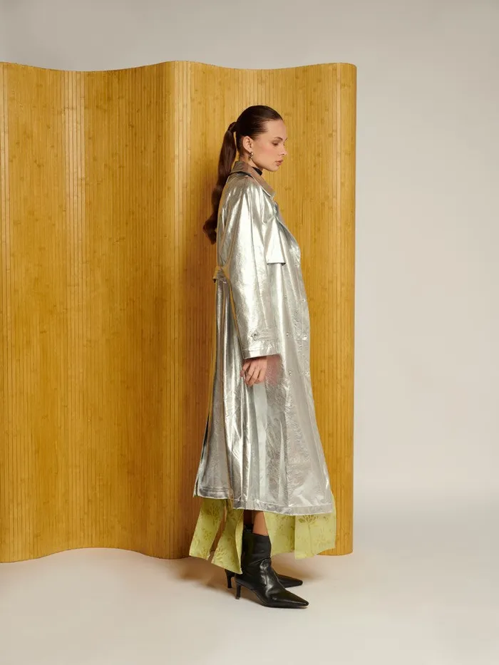 Women Ghospell Brody Metallic Trench Coat Silver Sister Jane Jackets