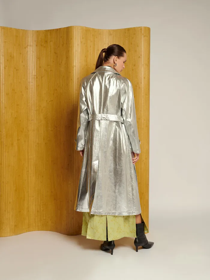 Women Ghospell Brody Metallic Trench Coat Silver Sister Jane Jackets