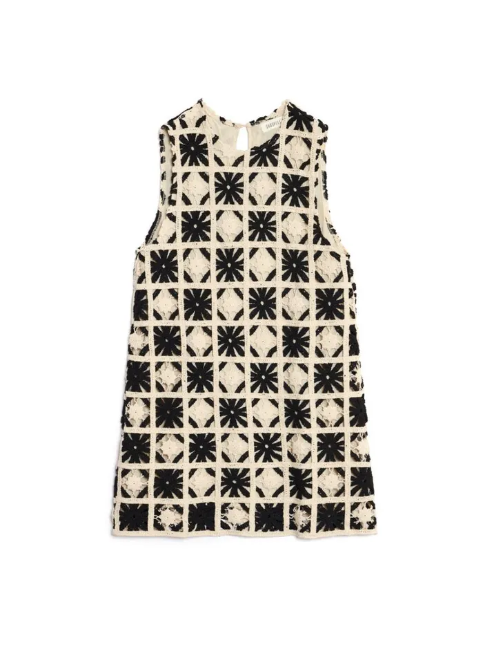 Women Ghospell Carla Crochet Mini Dress Black And White Sister Jane Dresses