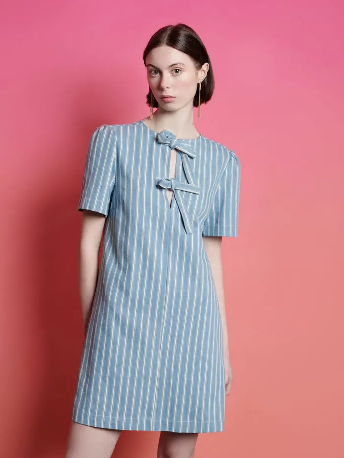 Women Ghospell Cleo Striped Mini Dress Stripe Denim Sister Jane Dresses
