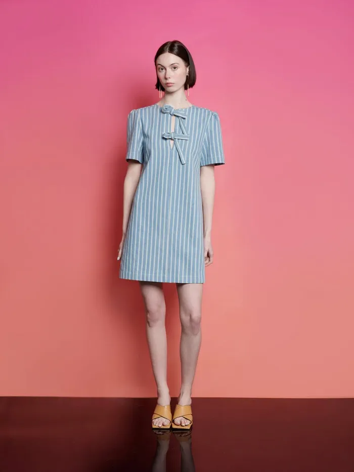 Women Ghospell Cleo Striped Mini Dress Stripe Denim Sister Jane Dresses
