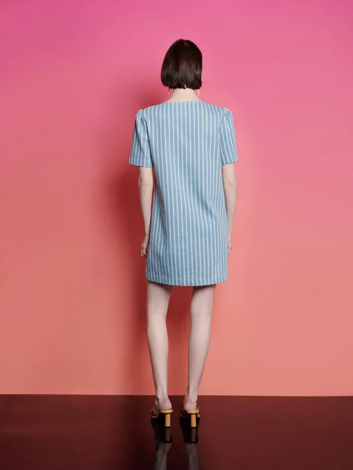 Women Ghospell Cleo Striped Mini Dress Stripe Denim Sister Jane Dresses