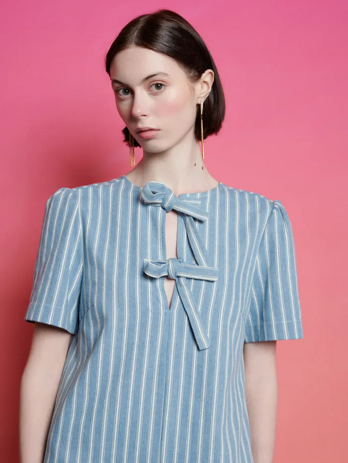 Women Ghospell Cleo Striped Mini Dress Stripe Denim Sister Jane Dresses