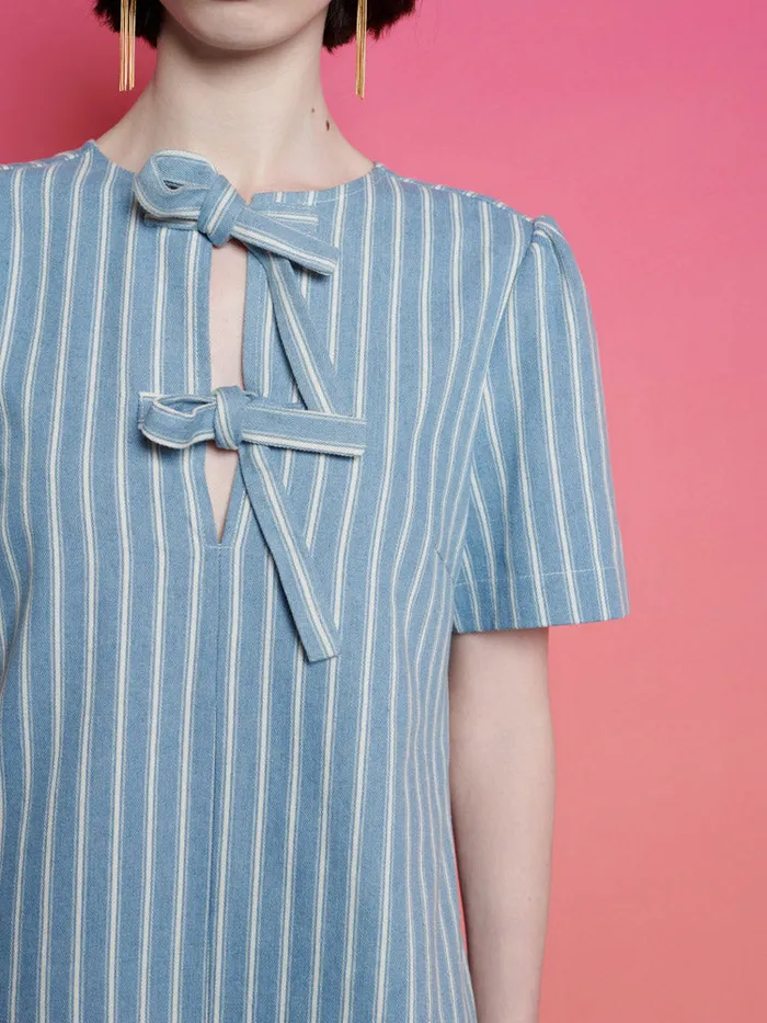 Women Ghospell Cleo Striped Mini Dress Stripe Denim Sister Jane Dresses