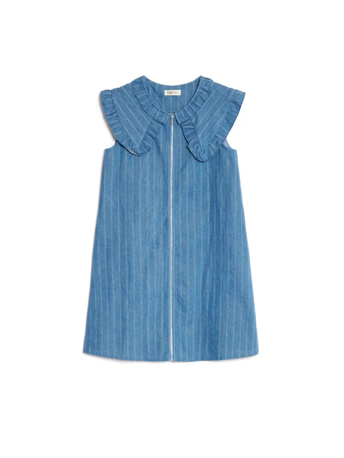 Women Ghospell Deborah Striped Denim Mini Dress Aegean Blue Sister Jane Dresses