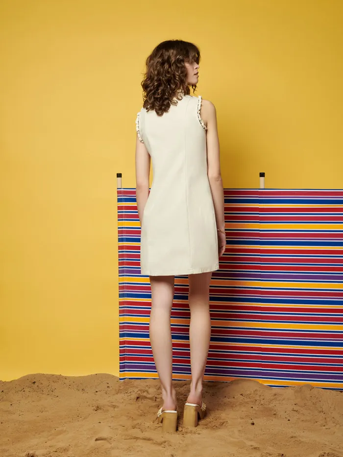 Women Ghospell Donna Trimmed Mini Dress Parchment Beige Sister Jane Dresses
