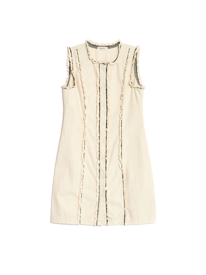 Women Ghospell Donna Trimmed Mini Dress Parchment Beige Sister Jane Dresses