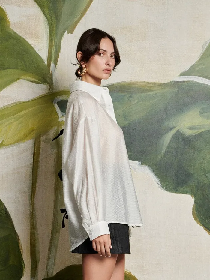 Women Ghospell Eliza Tie Shirt White Cream Sister Jane Tops