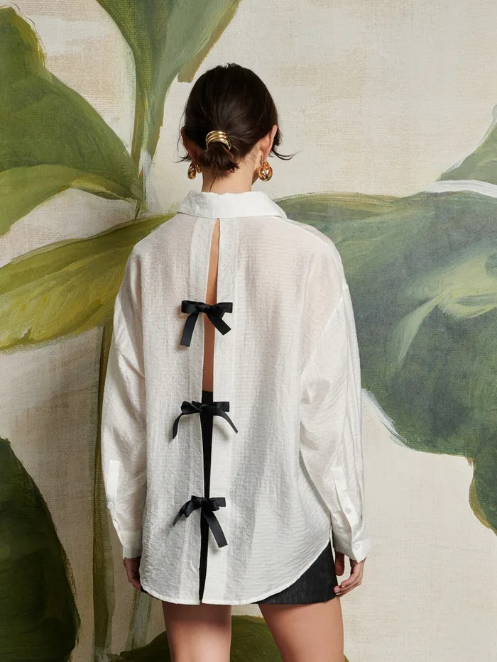 Women Ghospell Eliza Tie Shirt White Cream Sister Jane Tops
