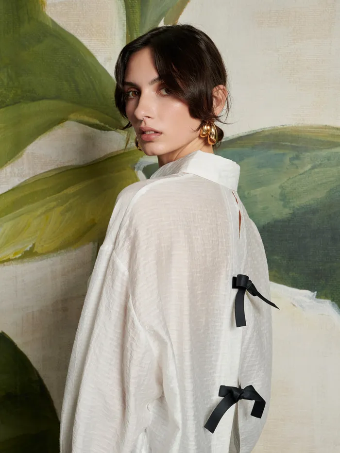 Women Ghospell Eliza Tie Shirt White Cream Sister Jane Tops