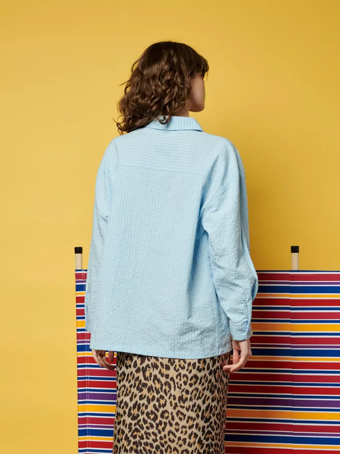 Women Ghospell Ender Stripe Shirt Baby Blue Sister Jane Tops