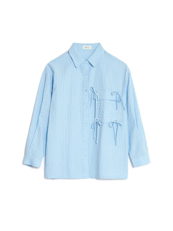 Women Ghospell Ender Stripe Shirt Baby Blue Sister Jane Tops
