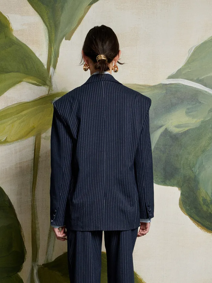 Women Ghospell Flynn Stripe Blazer Navy Blue Sister Jane Jackets