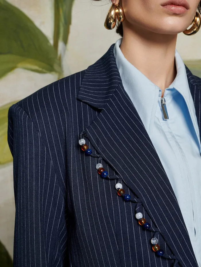 Women Ghospell Flynn Stripe Blazer Navy Blue Sister Jane Jackets