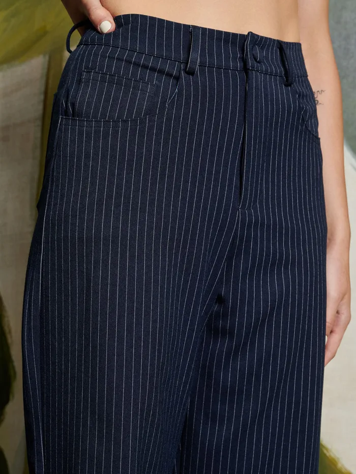 Women Ghospell Flynn Stripe Trousers Navy Blue Sister Jane Bottoms