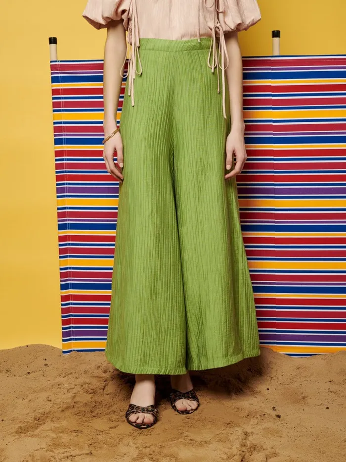 Women Ghospell Gwen Wide Leg Trousers Pear Green Sister Jane Bottoms