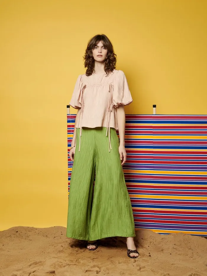 Women Ghospell Gwen Wide Leg Trousers Pear Green Sister Jane Bottoms