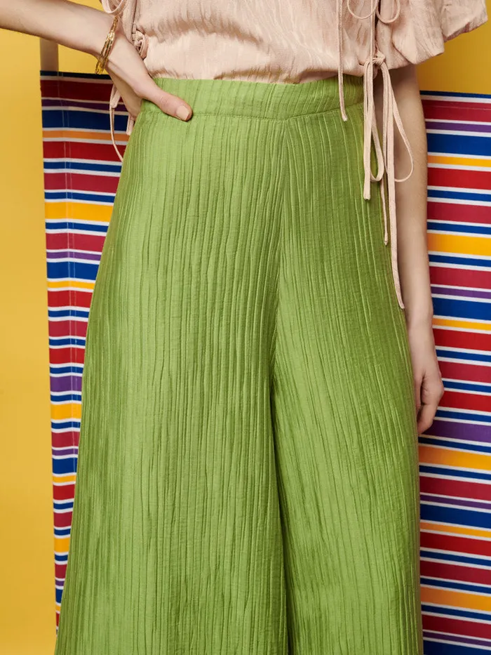 Women Ghospell Gwen Wide Leg Trousers Pear Green Sister Jane Bottoms