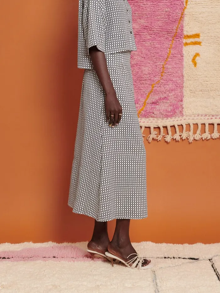 Women Ghospell Irie Check Midi Skirt Black U0026 White Check Sister Jane Bottoms