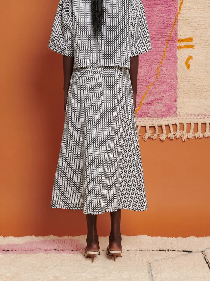 Women Ghospell Irie Check Midi Skirt Black U0026 White Check Sister Jane Bottoms