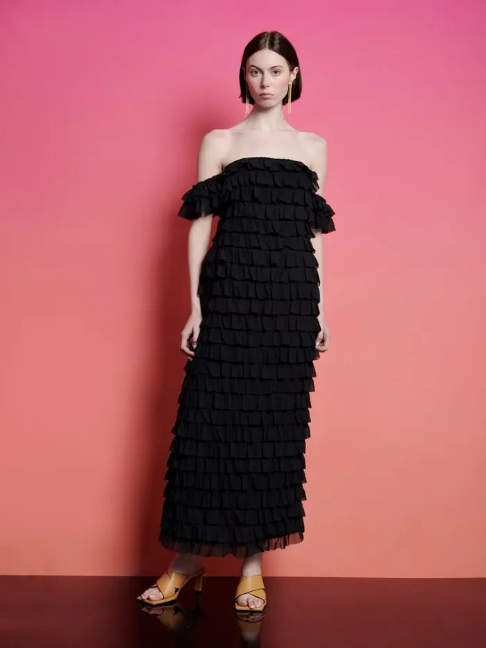 Women Ghospell Jada Ruffle Bandeau Dress Coal Black Sister Jane Dresses