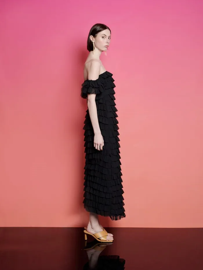 Women Ghospell Jada Ruffle Bandeau Dress Coal Black Sister Jane Dresses
