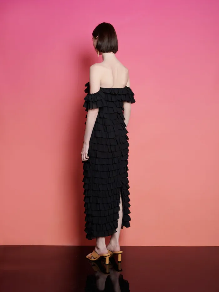Women Ghospell Jada Ruffle Bandeau Dress Coal Black Sister Jane Dresses
