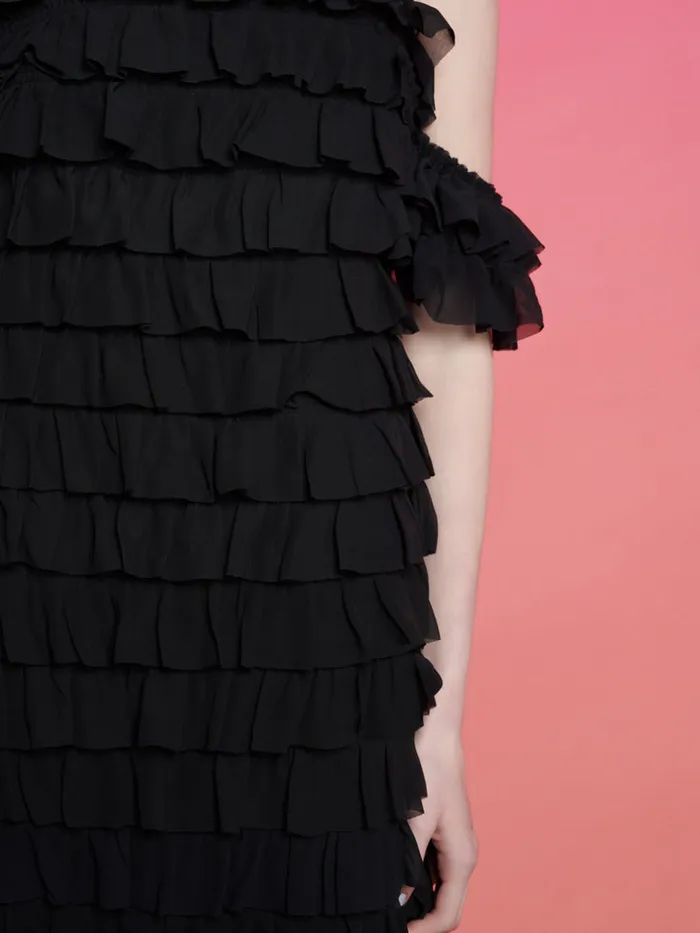 Women Ghospell Jada Ruffle Bandeau Dress Coal Black Sister Jane Dresses