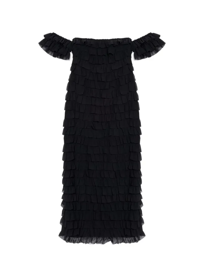Women Ghospell Jada Ruffle Bandeau Dress Coal Black Sister Jane Dresses