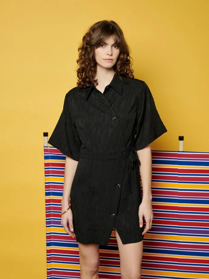 Women Ghospell Kate Wrap Mini Dress Ink Black Sister Jane Dresses