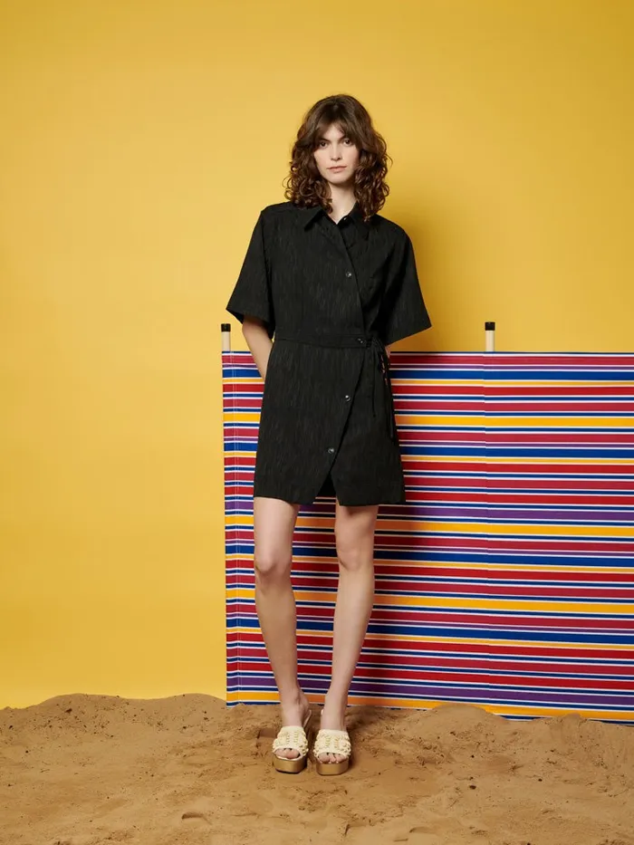 Women Ghospell Kate Wrap Mini Dress Ink Black Sister Jane Dresses