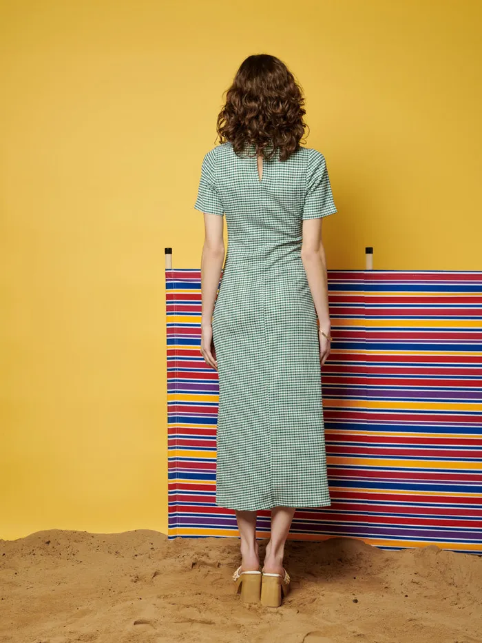 Women Ghospell Leila Check Midi Dress Envy Green Sister Jane Dresses