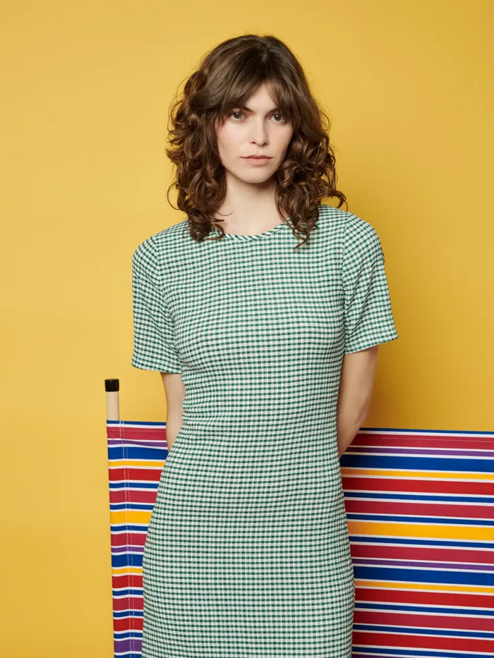 Women Ghospell Leila Check Midi Dress Envy Green Sister Jane Dresses