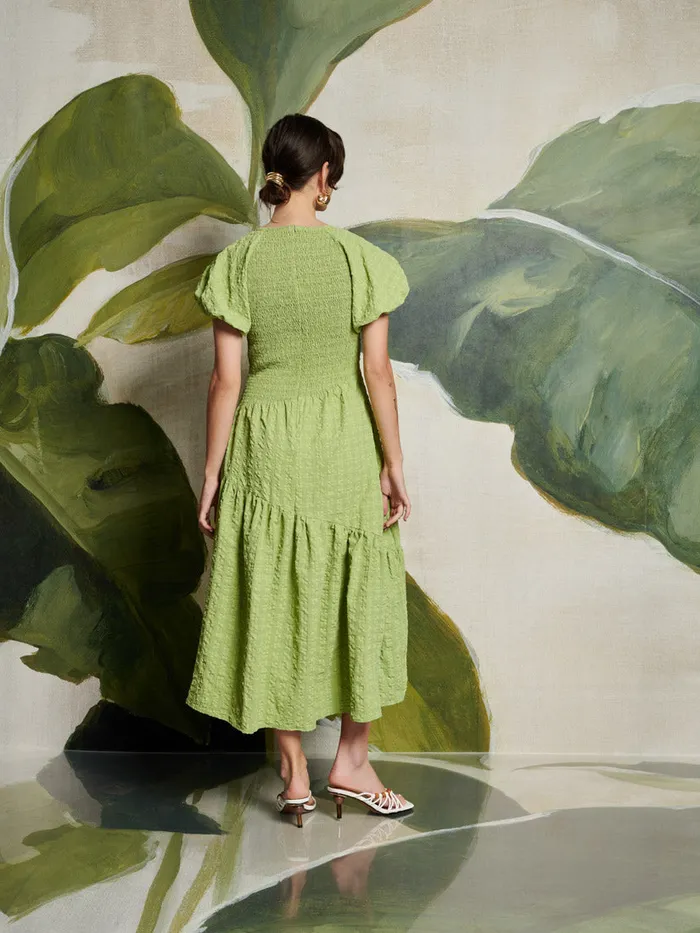 Women Ghospell Lia Asymmetric Midi Dress Bright Green Sister Jane Dresses