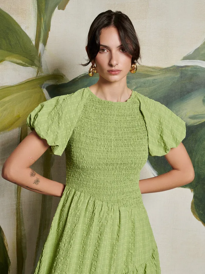 Women Ghospell Lia Asymmetric Midi Dress Bright Green Sister Jane Dresses