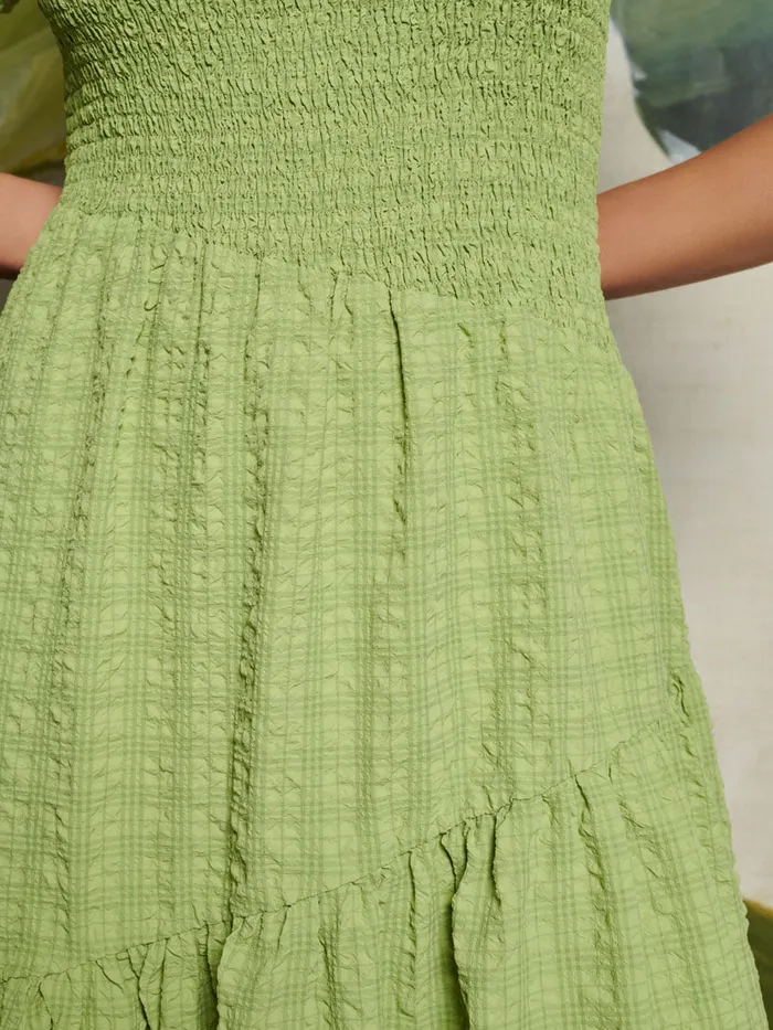 Women Ghospell Lia Asymmetric Midi Dress Bright Green Sister Jane Dresses