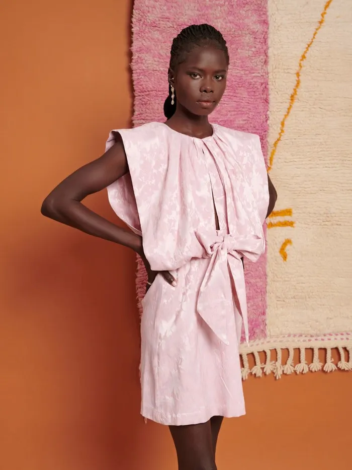 Women Ghospell Mariam Jacquard Mini Dress Baby Pink Sister Jane Dresses