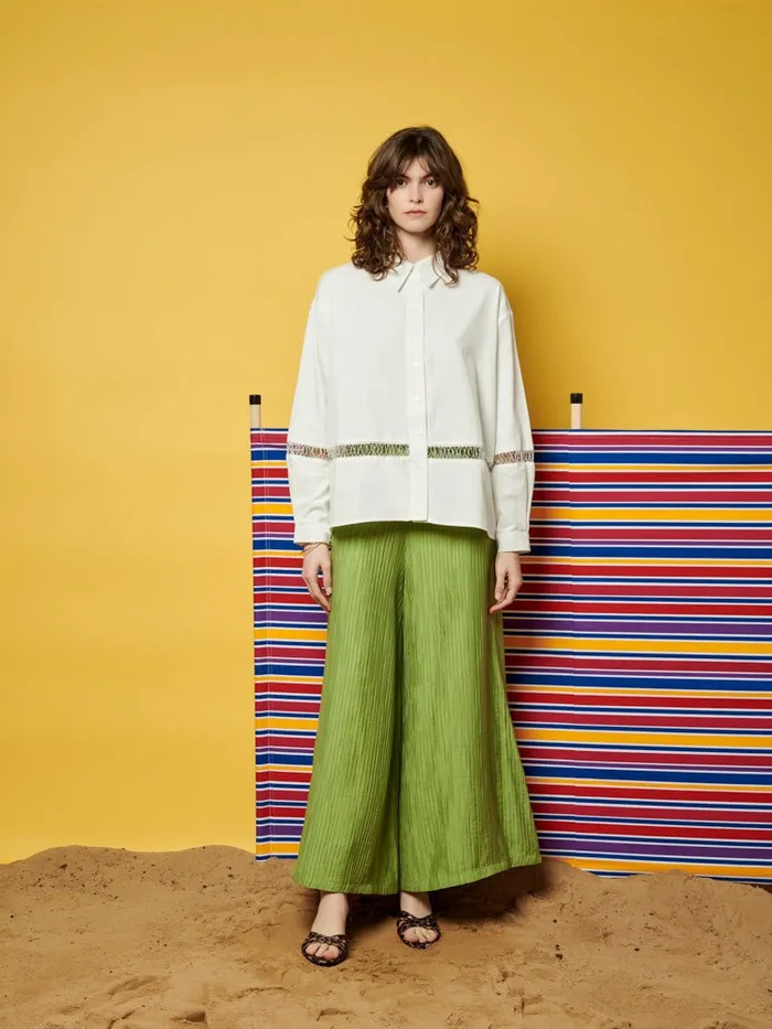 Women Ghospell Nat Oversized Beaded Shirt Pearled White Sister Jane Tops