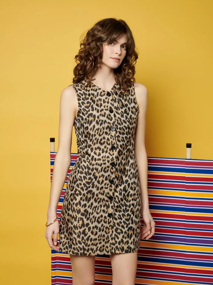 Women Ghospell Patty Leopard Mini Dress Brown Leopard Sister Jane Dresses