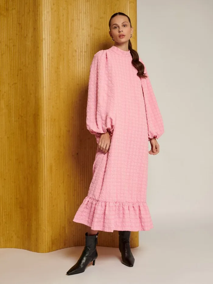 Women Ghospell Paula Seersucker Midi Dress Cerise Pink Sister Jane Dresses