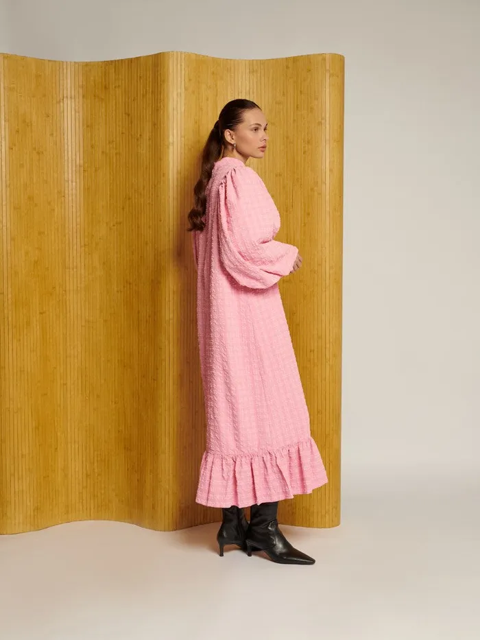 Women Ghospell Paula Seersucker Midi Dress Cerise Pink Sister Jane Dresses