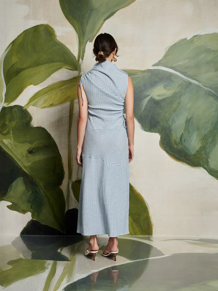 Women Ghospell Sana Gingham Midi Dress Checked Blue Sister Jane Dresses